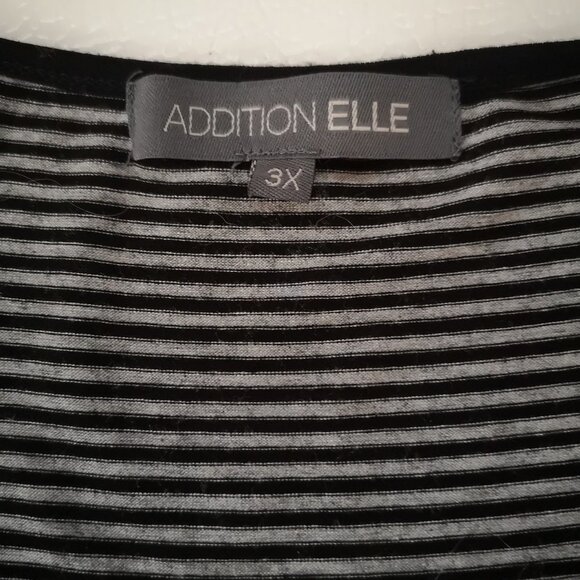 Addition Elle Ladies Cap Sleeve Black & Grey Stripe Loose Fit Tunic - Picture 3 of 9